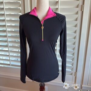 NWT Lilly Pulitzer Black Pullover with Pink Collar.